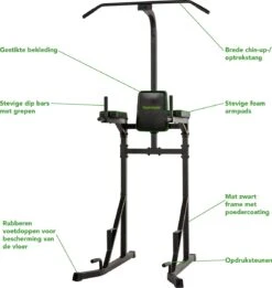 Tunturi PT20 Power Tower - Pull Up Station - Dip Station - Sit Up - Bankdrukken - Incl. Gratis Fitness App -Tunturi 1137x1200