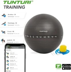 Tunturi Fitnessbal - Gymball - Swiss Ball - 65 Cm - Anti Burst - Incl. Pomp - Zwart - Incl. Gratis Fitness App -Tunturi 1188x1200 20