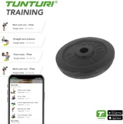Tunturi Halterschijf - Halter Gewichten - 1 X 5 Kg - Ø 30 Mm - Gietijzer - Incl. Gratis Fitness App -Tunturi 1188x1200 23
