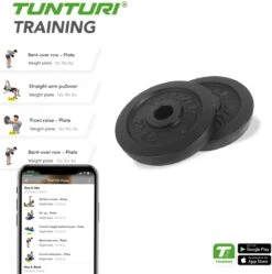 Tunturi Halterschijven - Halter Gewichten - 2 X 2,50 Kg - Ø 30 Mm - Gietijzer - Incl. Gratis Fitness App -Tunturi 1188x1200 25