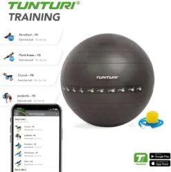 Tunturi Fitnessbal - Gymball - Swiss Ball - 75 Cm - Anti Burst - Inclusief Pomp - Zwart - Incl. Gratis Fitness App -Tunturi 1188x1200 29