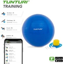 Tunturi Fitness Bal - Yoga Bal Inclusief Pomp - Pilates Bal - Zwangerschaps Bal - 75 Cm - Kleur: Blauw - Incl. Gratis Fitness App -Tunturi 1188x1200 4