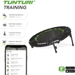 Tunturi Fitness Trampoline - Mini Trampoline - Opvouwbaar - 104cm Springoppervlak - Inclusief Beschermrand & Handgrip - Incl. Gratis Fitnessapp -Tunturi 1188x1200 40