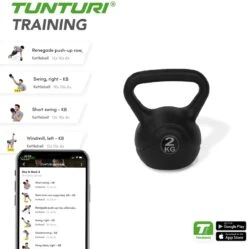 Tunturi PVC Kettle Bell - Kettlebell - 2 Kg - Incl. Gratis Fitness App -Tunturi 1188x1200 5