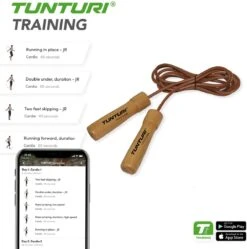Tunturi Lederen Springtouw - Sport Springtouw - Fitness Springtouw - Houten Handgrepen - Incl. Gratis Fitness App -Tunturi 1188x1200 8