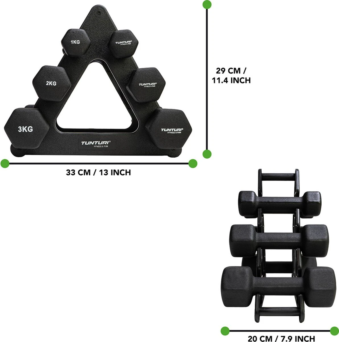 Tunturi Gewichten - Halterset - Dumbbell Set - Neopreen Dummbbells - 1 T/m 3kg - 3 Paar - Incl. Gratis Fitness App 8 Tunturi Gewichten - Halterset - Dumbbell Set - Neopreen Dummbbells - 1 T/m 3kg - 3 Paar - Incl. Gratis Fitness App - Afbeelding 6