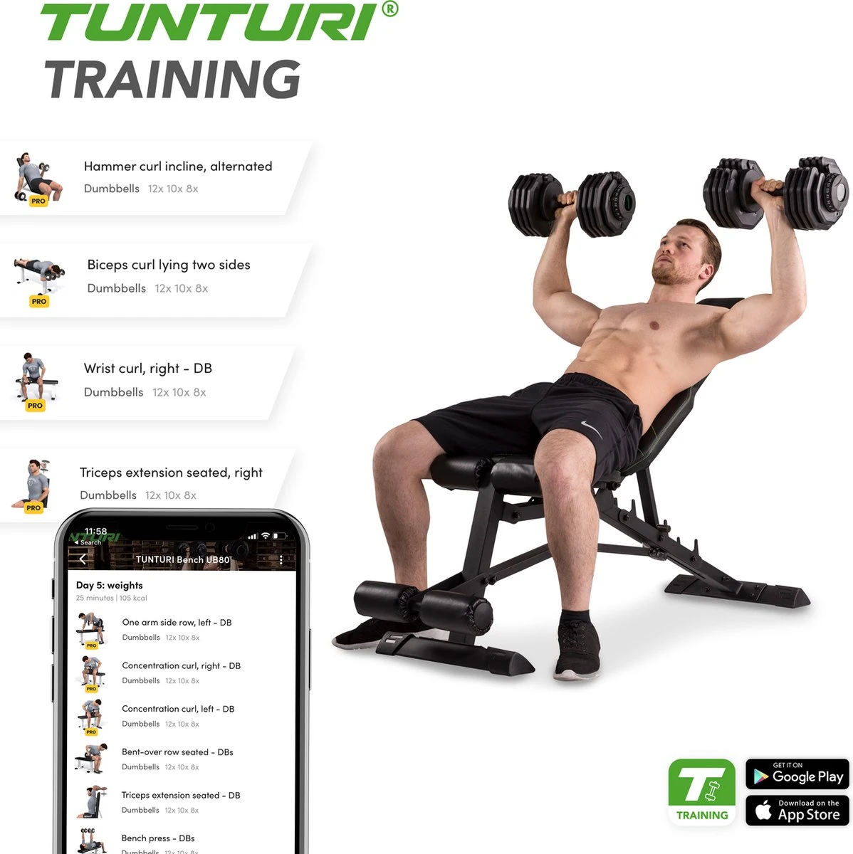 Tunturi UB80 Halterbank Verstelbaar - Fitnessbank Belastbaar Tot 200kg - Trainingsbank & Buikspierbank In één - Incl. Gratis Tunturi Training App 5 Tunturi UB80 Halterbank Verstelbaar - Fitnessbank Belastbaar Tot 200kg - Trainingsbank & Buikspierbank In één - Incl. Gratis Tunturi Training App - Afbeelding 3