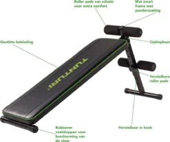 Tunturi AB20 Fitnessbank - Trainingsbank - Buikspierbank - Verstelbaar - Kleur: Zwart - Incl. Gratis Tunturi Training App -Tunturi 1200x1004