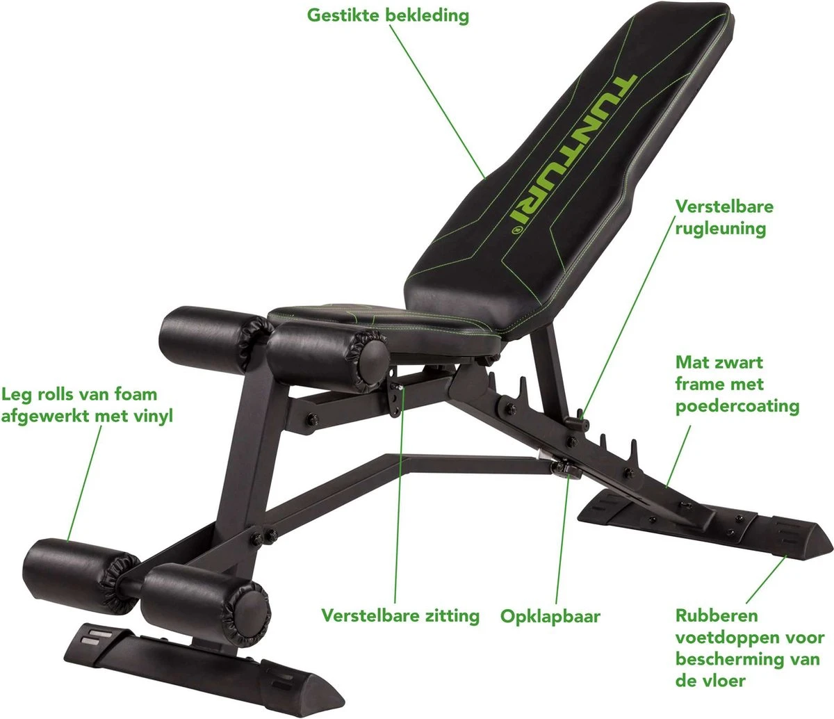 Tunturi UB80 Halterbank Verstelbaar - Fitnessbank Belastbaar Tot 200kg - Trainingsbank & Buikspierbank In één - Incl. Gratis Tunturi Training App 6 Tunturi UB80 Halterbank Verstelbaar - Fitnessbank Belastbaar Tot 200kg - Trainingsbank & Buikspierbank In één - Incl. Gratis Tunturi Training App - Afbeelding 4