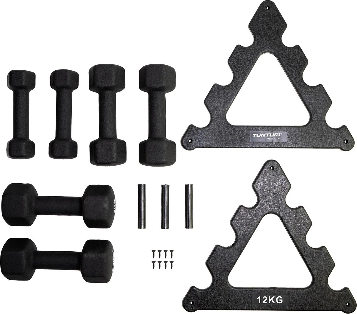 Tunturi Gewichten - Halterset - Dumbbell Set - Neopreen Dummbbells - 1 T/m 3kg - 3 Paar - Incl. Gratis Fitness App 7 Tunturi Gewichten - Halterset - Dumbbell Set - Neopreen Dummbbells - 1 T/m 3kg - 3 Paar - Incl. Gratis Fitness App - Afbeelding 5