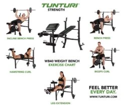 Tunturi WB40 Halterbank - Fitnessbank - Trainingsbank - Bankdrukbank - Thuis Sporten - Leg Extension - Bicep Curls - Incl. Gratis Fitness App -Tunturi 1200x1054