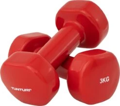 Tunturi Dumbbell Set - 2 X 3,0 Kg - Vinyl - Rood - Incl. Gratis Fitness App