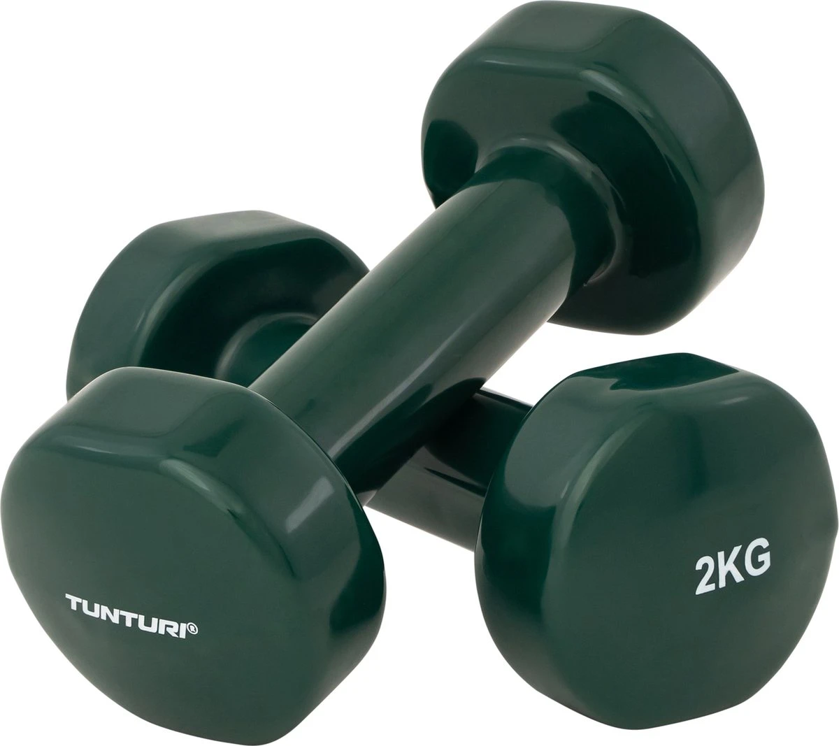 Tunturi Dumbbell Set - 2 X 2,0 Kg - Vinyl - Groen - Incl. Gratis Fitness App