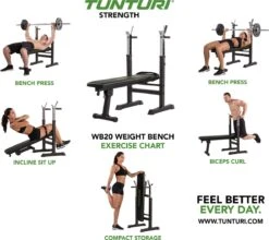 Tunturi WB20 Halterbank - Fitnessbank - Trainingsbank - Utility Bench - Opklapbaar - Bankdrukbank - Kleur: Zwart -Tunturi 1200x1068