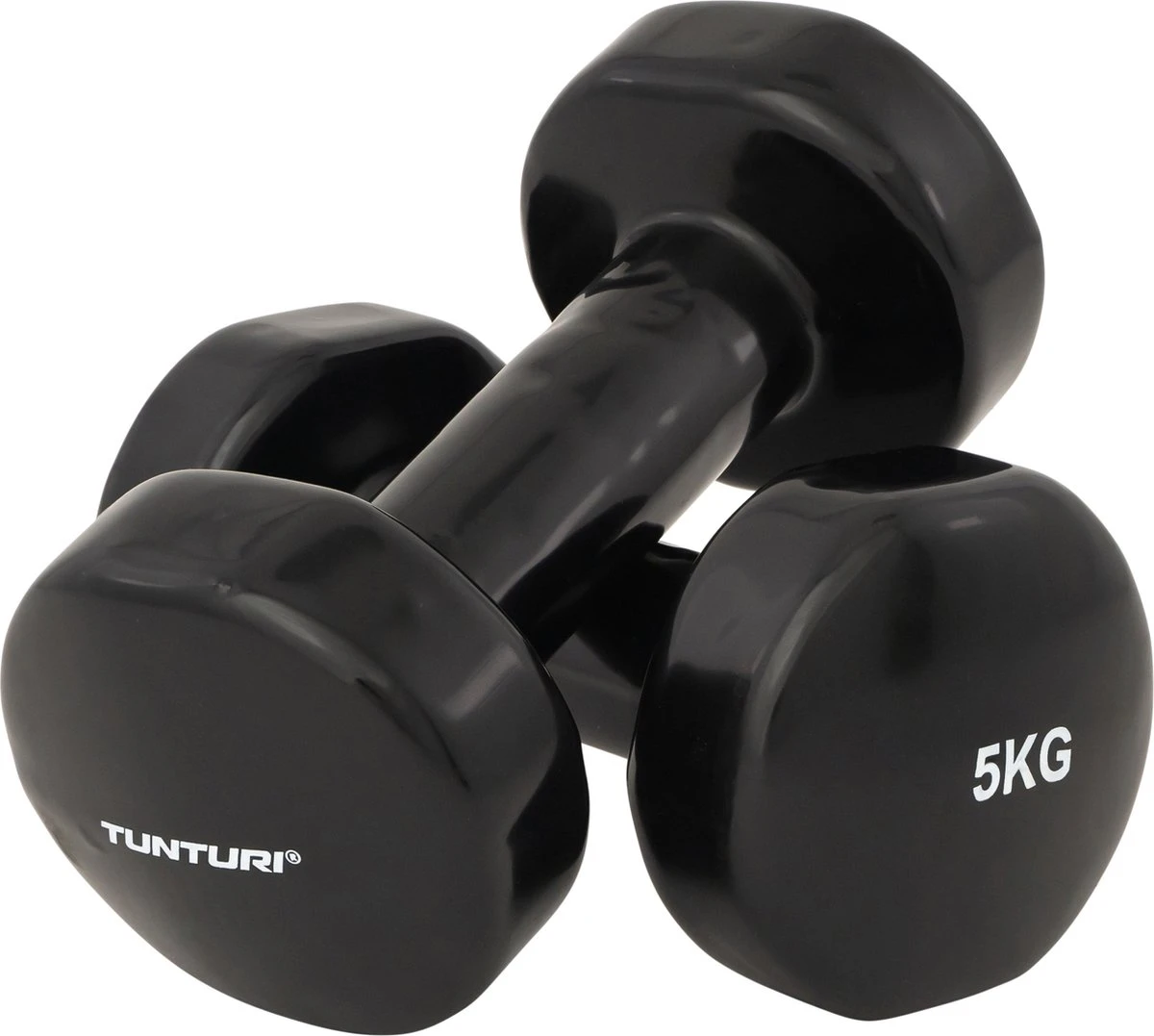 Tunturi Dumbbell Set - 2 X 5,0 Kg - Vinyl - Zwart - Incl. Gratis Fitness App 3 Tunturi Dumbbell Set - 2 X 5,0 Kg - Vinyl - Zwart - Incl. Gratis Fitness App