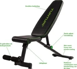 Tunturi UB20 Utility Fitnessbank - Halterbank - Trainingsbank - Buikspierbank - Verstelbaar - Incl. Gratis Tunturi Training App -Tunturi 1200x1078