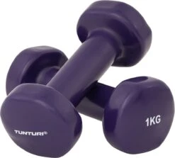 Tunturi Dumbbell Set - 2 X 1,0 Kg - Vinyl - Paars - Incl. Gratis Fitness App
