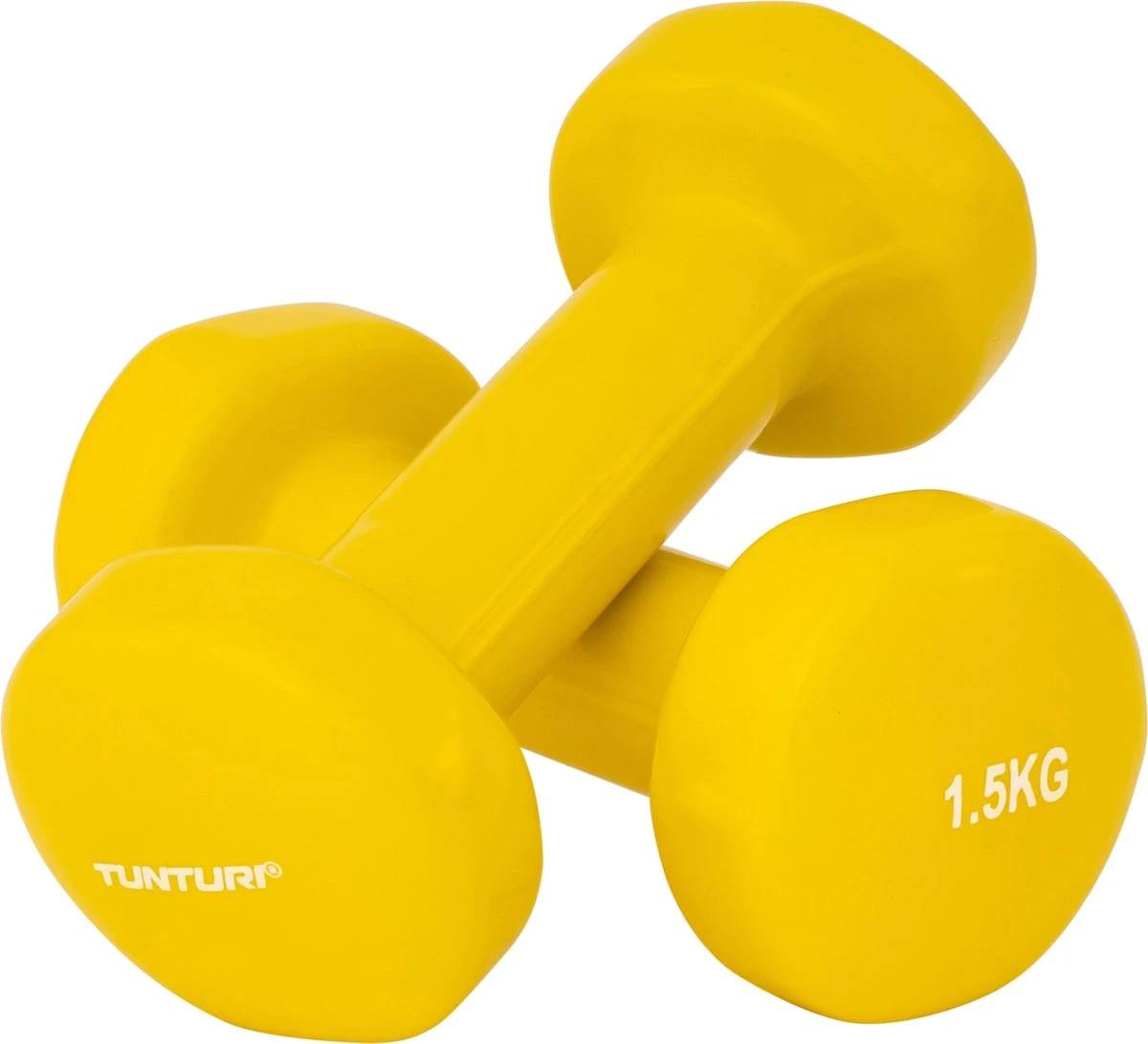 Tunturi Dumbbell Set - 2 X 1,5 Kg - Vinyl - Geel - Incl. Gratis Fitness App