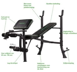 Tunturi WB40 Halterbank - Fitnessbank - Trainingsbank - Bankdrukbank - Thuis Sporten - Leg Extension - Bicep Curls - Incl. Gratis Fitness App -Tunturi 1200x1116