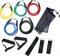 Tunturi Resistance Band Set - Weerstandsbanden - Fitness Elastiek - 5 Stuks + Accessoires - Incl. Gratis Fitness App