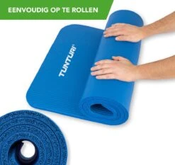 Tunturi Fitnessmat - Yogamat - Sportmat Gemaakt Van Zacht NBR Materiaal - 180 X 60 X 1,5cm - Blauw - Incl. Gratis Fitness App -Tunturi 1200x1131 1