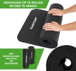 Tunturi Fitnessmat Met Draagtas - Yogamat - Sportmat Gemaakt Van Zacht NBR Materiaal - 180 X 60 X 1,5cm - Zwart - Incl. Gratis Fitness App -Tunturi 1200x1131 2