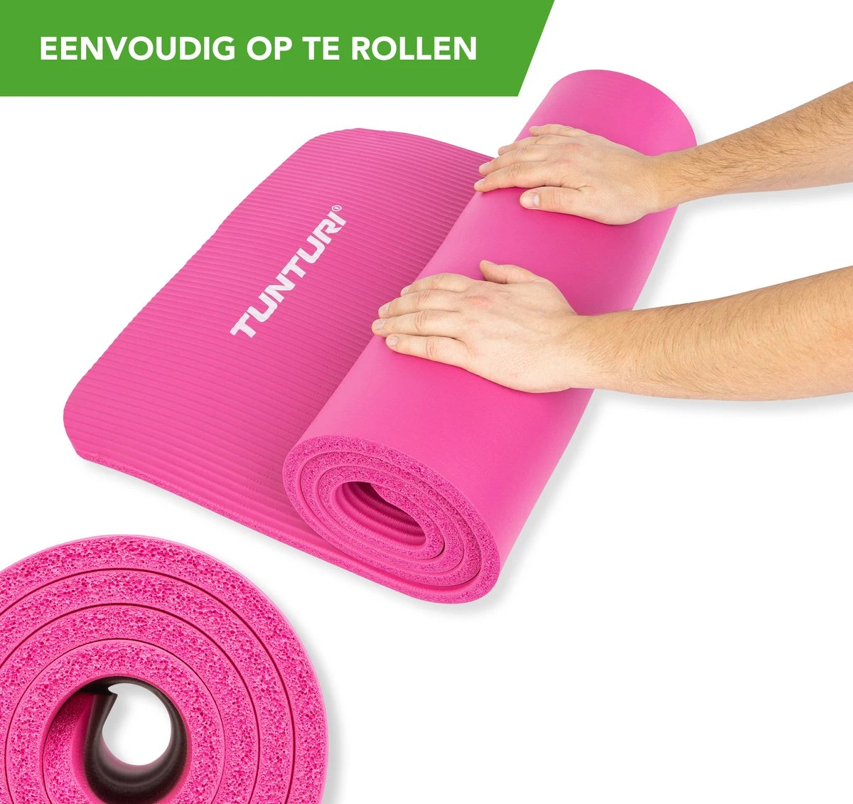 Tunturi Fitnessmat - Yogamat - Sportmat Gemaakt Van Zacht NBR Materiaal - 180 X 60 X 1,5cm - Roze - Incl. Gratis Fitness App 5 Tunturi Fitnessmat - Yogamat - Sportmat Gemaakt Van Zacht NBR Materiaal - 180 X 60 X 1,5cm - Roze - Incl. Gratis Fitness App - Afbeelding 3