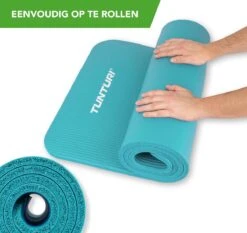 Tunturi Fitnessmat - Yogamat - Sportmat Gemaakt Van Zacht NBR Materiaal - 180 X 60 X 1,5cm - Turquoise- Incl. Gratis Fitness App -Tunturi 1200x1131 6