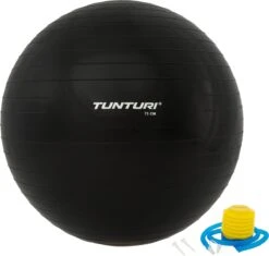 Tunturi Fitness Bal - Yoga Bal Inclusief Pomp - Pilates Bal - Zwangerschaps Bal - 75 Cm - Kleur: Zwart - Incl. Gratis Fitness App