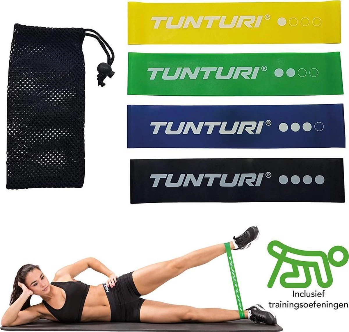 Tunturi 4 Weerstandsbanden Set - Mini Power Body Band - Weerstandsband - Fitness Elastiek - Fitnessband - Trainingsband - Gymnastiekband - Incl. Gratis Fitness App 5 Tunturi 4 Weerstandsbanden Set - Mini Power Body Band - Weerstandsband - Fitness Elastiek - Fitnessband - Trainingsband - Gymnastiekband - Incl. Gratis Fitness App - Afbeelding 3