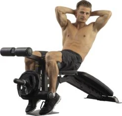 Tunturi Centuri UB100 Halterbank Verstelbaar - Fitnessbank Belastbaar Tot 200kg - Trainingsbank, Buikspierbank & Leg Extension In één -Tunturi 1200x1144