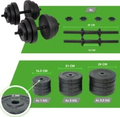Tunturi Gewichten - Halterset - Dumbbell Set - 2 Stuks - Totaal 28kg - Zwart - Vinyl - Incl. Gratis Fitness App -Tunturi 1200x1170