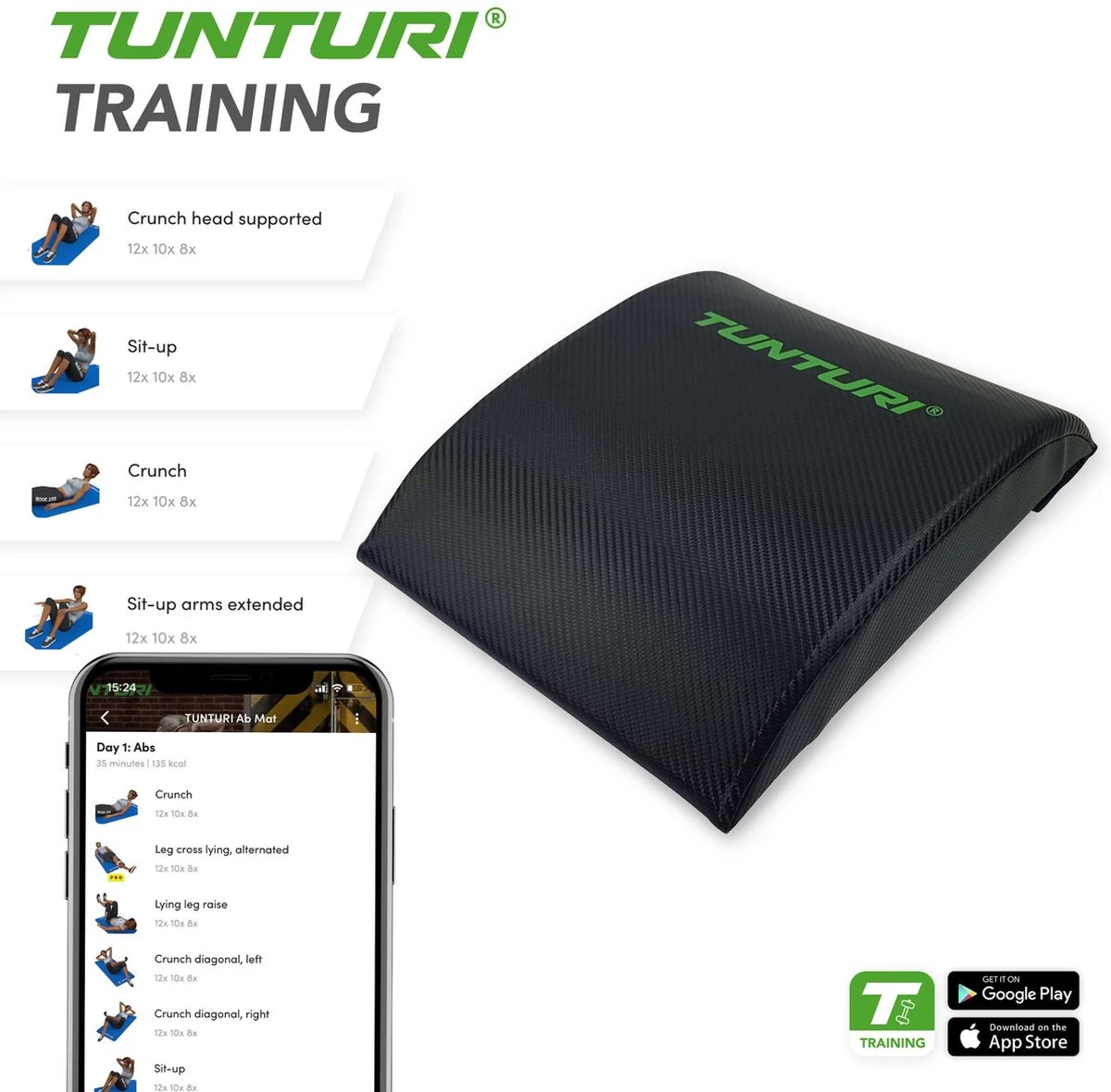 Tunturi Abmat - Abmat - Functional Training - Buikspiermat - Zwart - Incl. Gratis Fitness App 12 Tunturi Abmat - Abmat - Functional Training - Buikspiermat - Zwart - Incl. Gratis Fitness App - Afbeelding 10