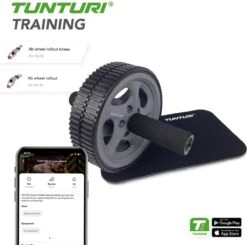 Tunturi Dubbele Ab Roller - Ab Wheel - Buikspiertrainer - Buikspierwiel - Met Kniemat - Incl. Gratis Fitness App -Tunturi 1200x1188 1