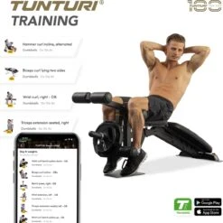 Tunturi Centuri UB100 Halterbank Verstelbaar - Fitnessbank Belastbaar Tot 200kg - Trainingsbank, Buikspierbank & Leg Extension In één -Tunturi 1200x1198 2