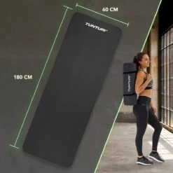 Tunturi Fitnessmat Met Draagtas - Yogamat - Sportmat Gemaakt Van Zacht NBR Materiaal - 180 X 60 X 1,5cm - Zwart - Incl. Gratis Fitness App -Tunturi 1200x1200 120