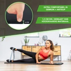 Tunturi Fitnessmat Met Draagtas - Yogamat - Sportmat Gemaakt Van Zacht NBR Materiaal - 180 X 60 X 1,5cm - Zwart - Incl. Gratis Fitness App -Tunturi 1200x1200 122