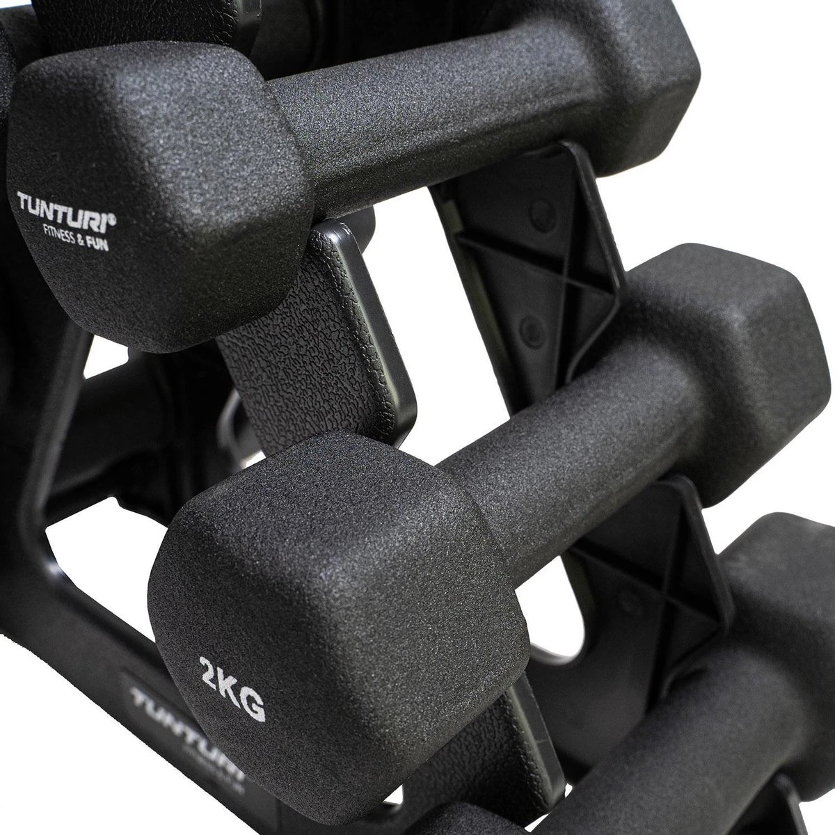 Tunturi Gewichten - Halterset - Dumbbell Set - Neopreen Dummbbells - 1 T/m 3kg - 3 Paar - Incl. Gratis Fitness App 6 Tunturi Gewichten - Halterset - Dumbbell Set - Neopreen Dummbbells - 1 T/m 3kg - 3 Paar - Incl. Gratis Fitness App - Afbeelding 4