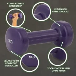 Tunturi Dumbbell Set - 2 X 1,0 Kg - Vinyl - Paars - Incl. Gratis Fitness App -Tunturi 1200x1200 158