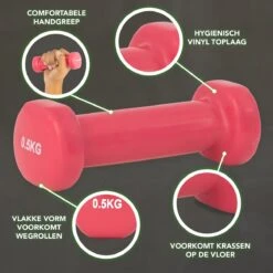 Tunturi Dumbell Set - 2 X 0,5 Kg - Vinyl - Roze - Incl. Gratis Fitness App -Tunturi 1200x1200 172