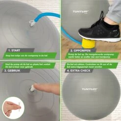 Tunturi Fitness Bal - Yoga Bal Inclusief Pomp - Pilates Bal - Zwangerschaps Bal - 75 Cm - Kleur: Zilver - Incl. Gratis Fitness App -Tunturi 1200x1200 175