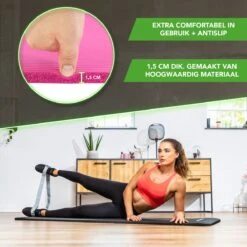 Tunturi Fitnessmat Met Draagtas - Yogamat - Sportmat Gemaakt Van Zacht NBR Materiaal - 180 X 60 X 1,5cm - Roze - Incl. Gratis Fitness App -Tunturi 1200x1200 18
