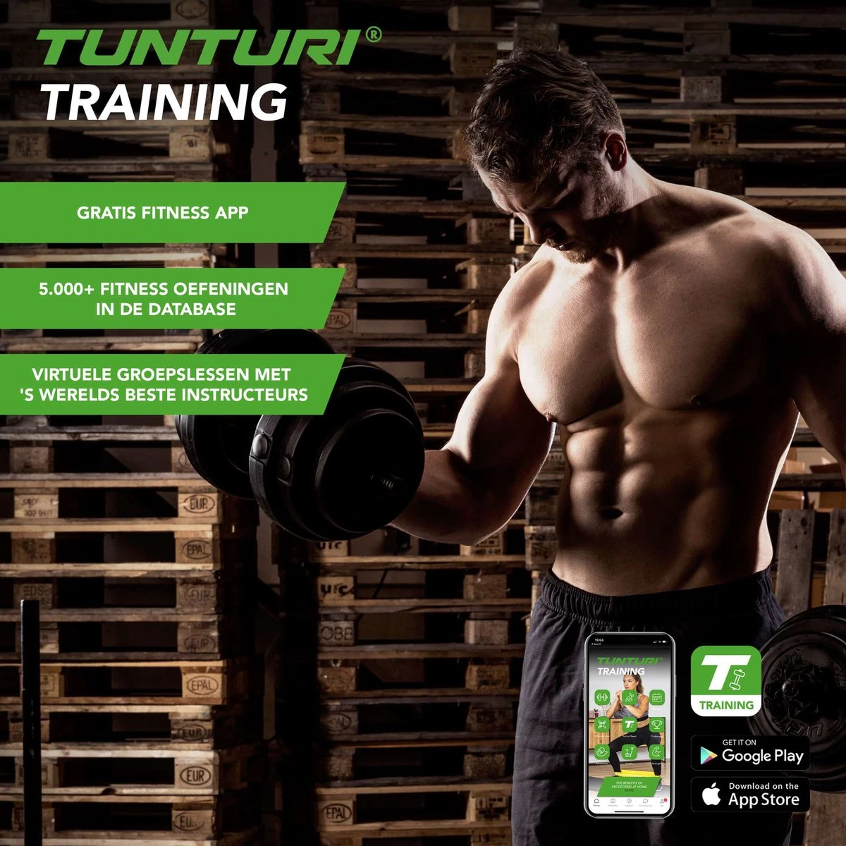 Tunturi Dumbbellset - Halterset - Totaal 15 Kg - Zwart Vinyl - Incl. Gratis Fitness App 9 Tunturi Dumbbellset - Halterset - Totaal 15 Kg - Zwart Vinyl - Incl. Gratis Fitness App - Afbeelding 7