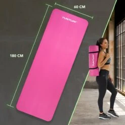 Tunturi Fitnessmat Met Draagtas - Yogamat - Sportmat Gemaakt Van Zacht NBR Materiaal - 180 X 60 X 1,5cm - Roze - Incl. Gratis Fitness App -Tunturi 1200x1200 19