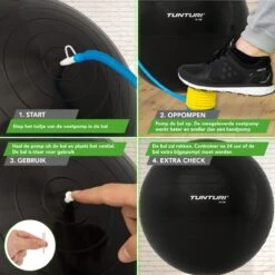 Tunturi Fitness Bal - Yoga Bal Inclusief Pomp - Pilates Bal - Zwangerschaps Bal - 75 Cm - Kleur: Zwart - Incl. Gratis Fitness App -Tunturi 1200x1200 194