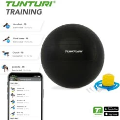 Tunturi Fitness Bal - Yoga Bal Inclusief Pomp - Pilates Bal - Zwangerschaps Bal - 75 Cm - Kleur: Zwart - Incl. Gratis Fitness App -Tunturi 1200x1200 196