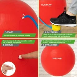 Tunturi Fitness Bal - Yoga Bal Inclusief Pomp - Pilates Bal - Zwangerschaps Bal - 55cm - Kleur: Rood - Incl. Gratis Fitness App -Tunturi 1200x1200 201