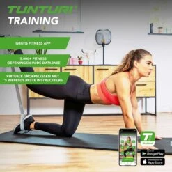 Tunturi Fitnessmat Met Draagtas - Yogamat - Sportmat Gemaakt Van Zacht NBR Materiaal - 180 X 60 X 1,5cm - Blauw - Incl. Gratis Fitness App -Tunturi 1200x1200 205