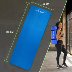 Tunturi Fitnessmat Met Draagtas - Yogamat - Sportmat Gemaakt Van Zacht NBR Materiaal - 180 X 60 X 1,5cm - Blauw - Incl. Gratis Fitness App -Tunturi 1200x1200 206