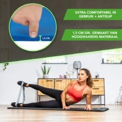 Tunturi Fitnessmat Met Draagtas - Yogamat - Sportmat Gemaakt Van Zacht NBR Materiaal - 180 X 60 X 1,5cm - Blauw - Incl. Gratis Fitness App -Tunturi 1200x1200 207